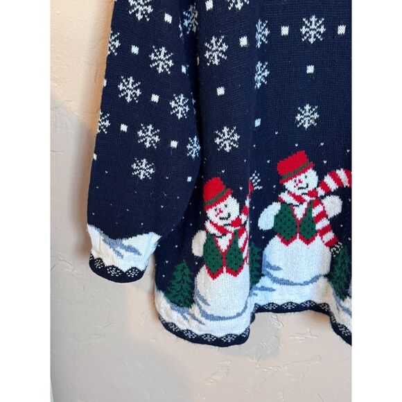 Vintage Nutcracker Brand Snowman Snowflake Ugly Christmas Sweater 1X Plus - Picture 3 of 6